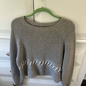 Zoe Jordan Light Gray Ribbed Sweater with stitching ML Cashmere &Wool